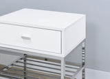 Siega 1-Drawer Shoe Storage Bench, White High Gloss and Chrome