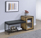 Martino Mango and Black Shoe Storage Entryway Bench with Cabinet