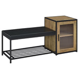 Martino Mango and Black Shoe Storage Entryway Bench with Cabinet