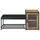 Martino Mango and Black Shoe Storage Entryway Bench with Cabinet