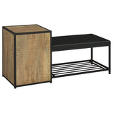 Martino Mango and Black Shoe Storage Entryway Bench with Cabinet