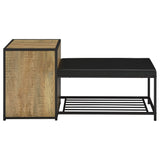 Martino Mango and Black Shoe Storage Entryway Bench with Cabinet