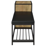 Martino Mango and Black Shoe Storage Entryway Bench with Cabinet