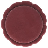 Sora Round Velvet Ottoman in Berry with Gold Band
