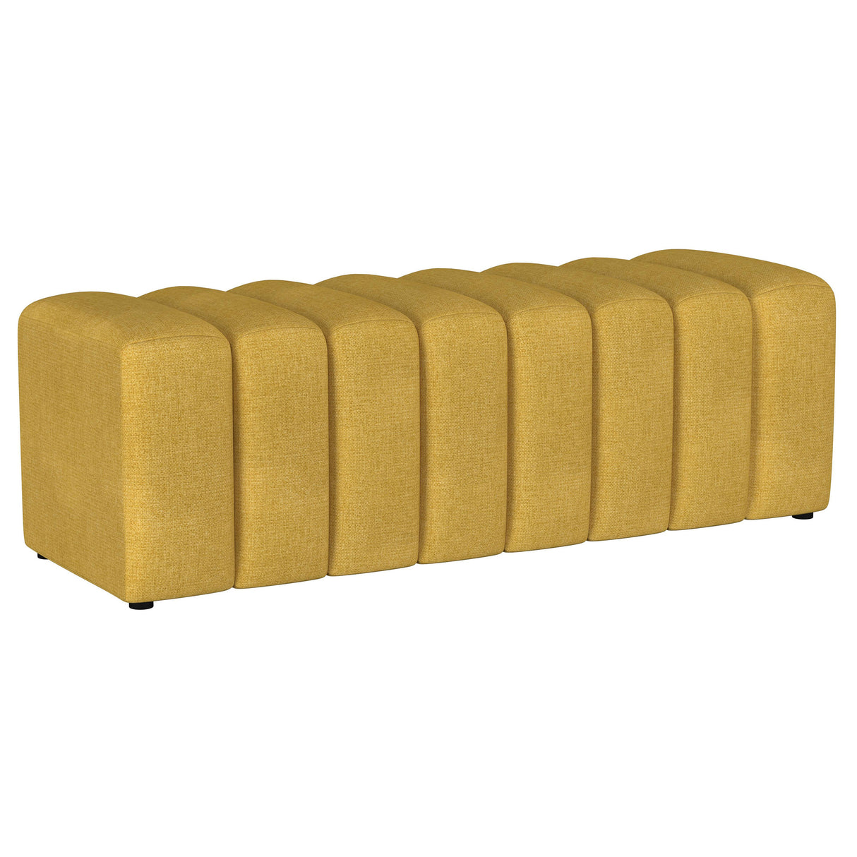 Mustard Yellow Tufted Fabric Upholstered Accent Bench