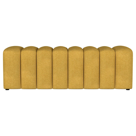 Mustard Yellow Tufted Fabric Upholstered Accent Bench