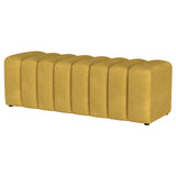 Mustard Yellow Tufted Fabric Upholstered Accent Bench