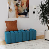 Peacock Blue Tufted Fabric Upholstered Accent Bench