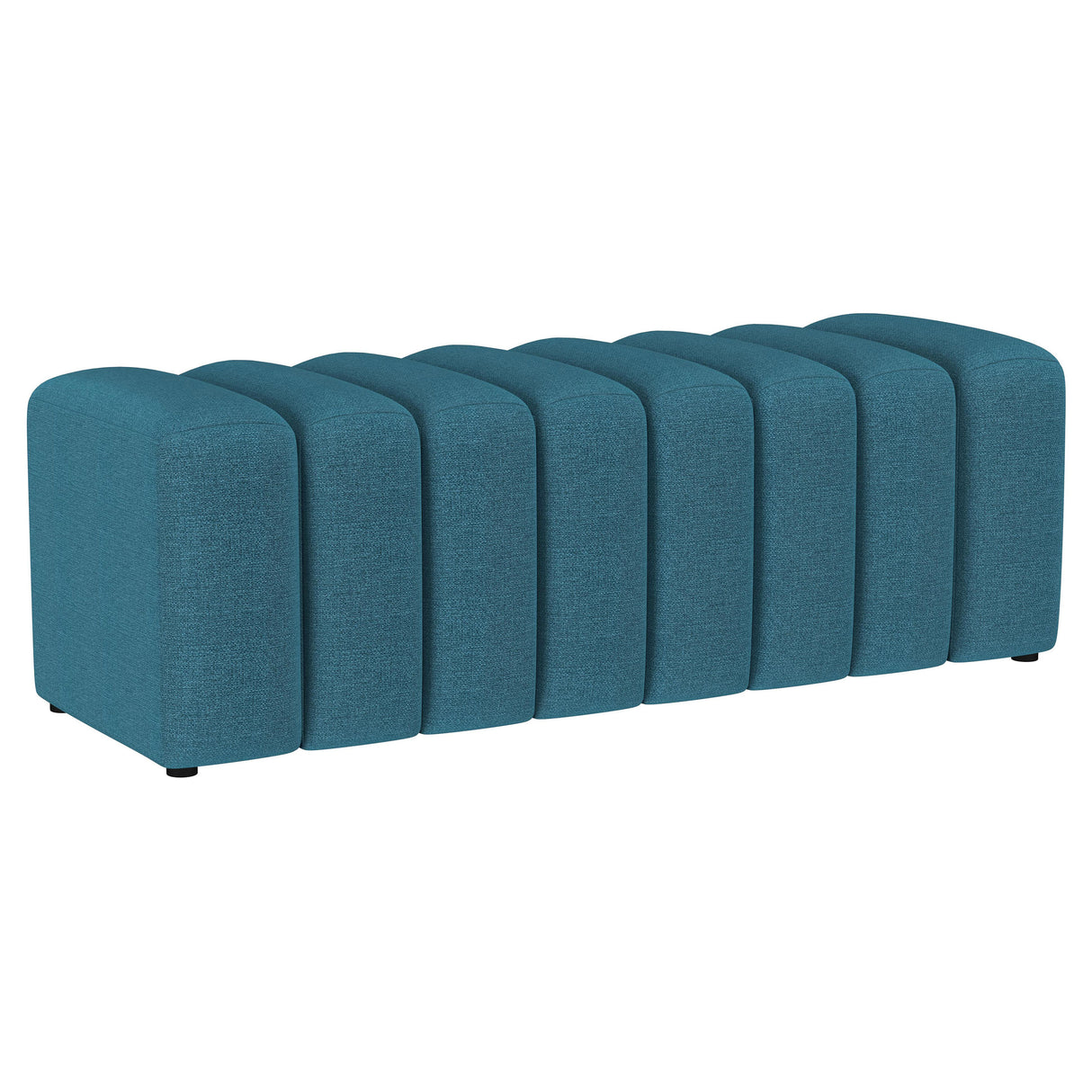 Peacock Blue Tufted Fabric Upholstered Accent Bench