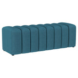 Peacock Blue Tufted Fabric Upholstered Accent Bench