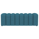 Peacock Blue Tufted Fabric Upholstered Accent Bench