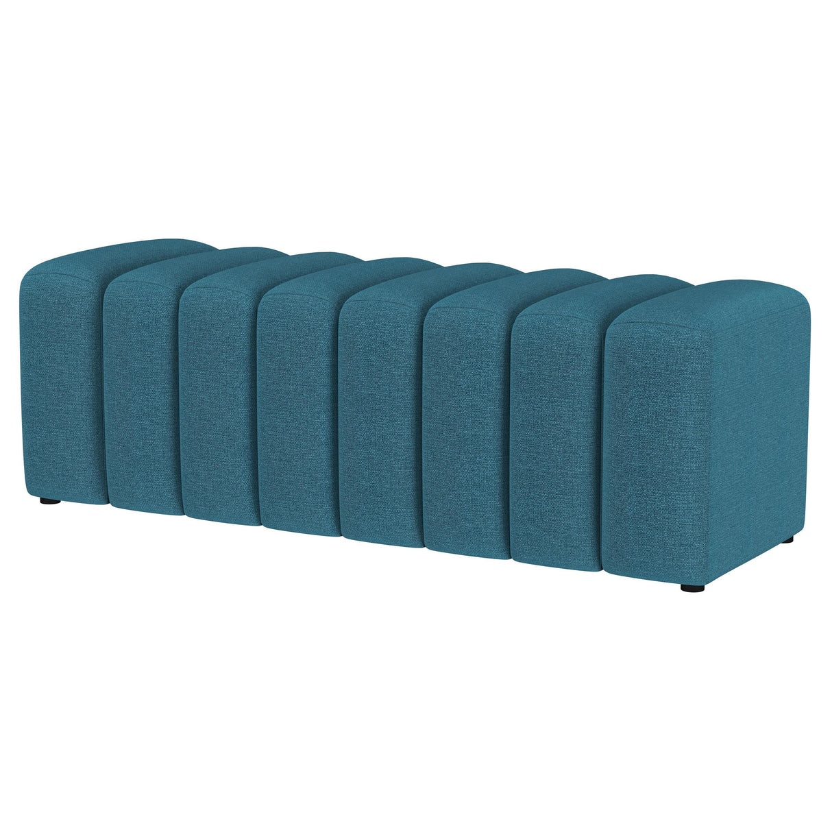 Peacock Blue Tufted Fabric Upholstered Accent Bench