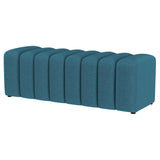 Peacock Blue Tufted Fabric Upholstered Accent Bench