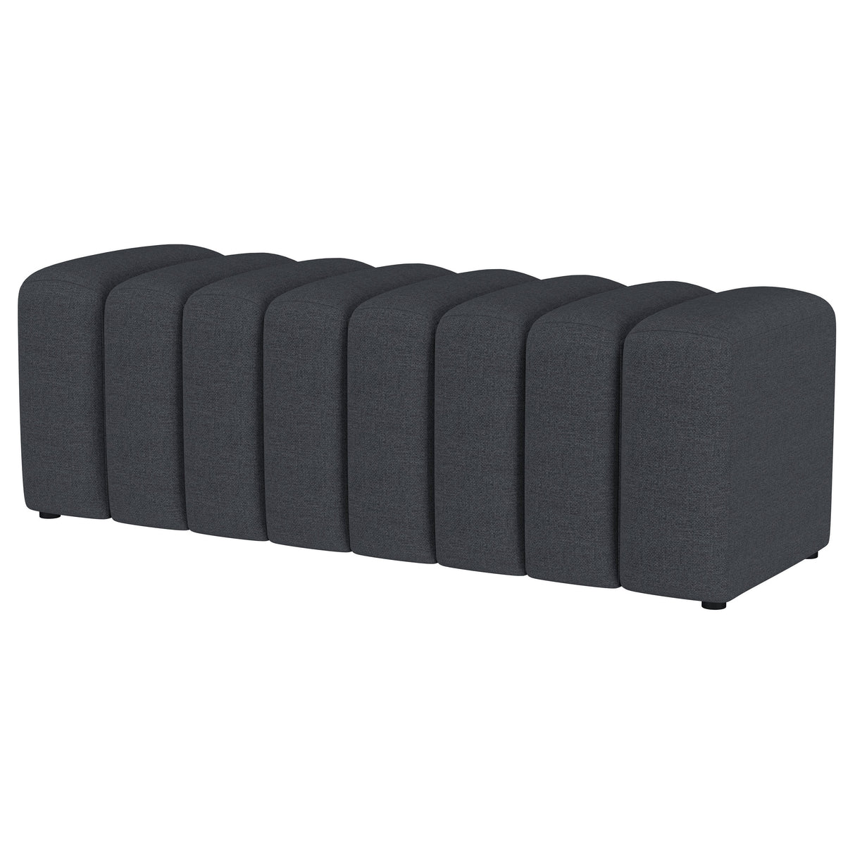 Charcoal Fabric Tufted Accent Bench with Undulating Silhouette