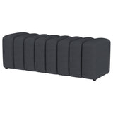 Charcoal Fabric Tufted Accent Bench with Undulating Silhouette