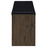 Arrington Storage Bench in Smoked Oak and Black Faux Leather