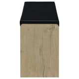 Arrington Storage Bench in White Oak and Black Faux Leather