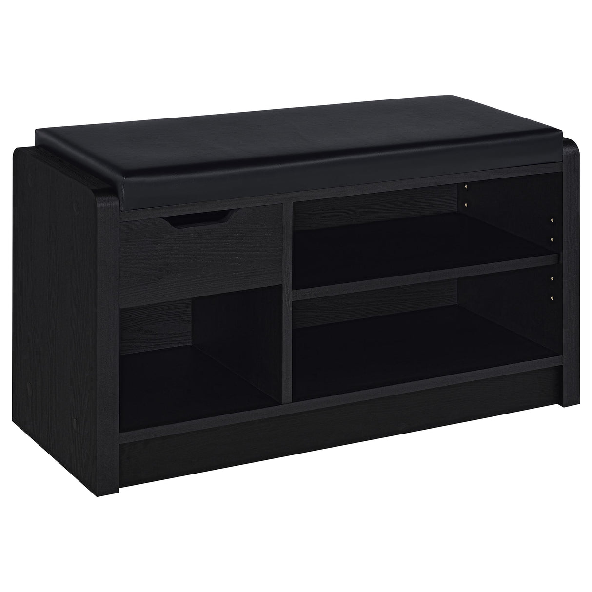 Arrington Storage Bench in Black Faux Leather