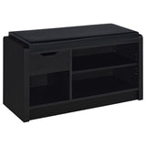 Arrington Storage Bench in Black Faux Leather