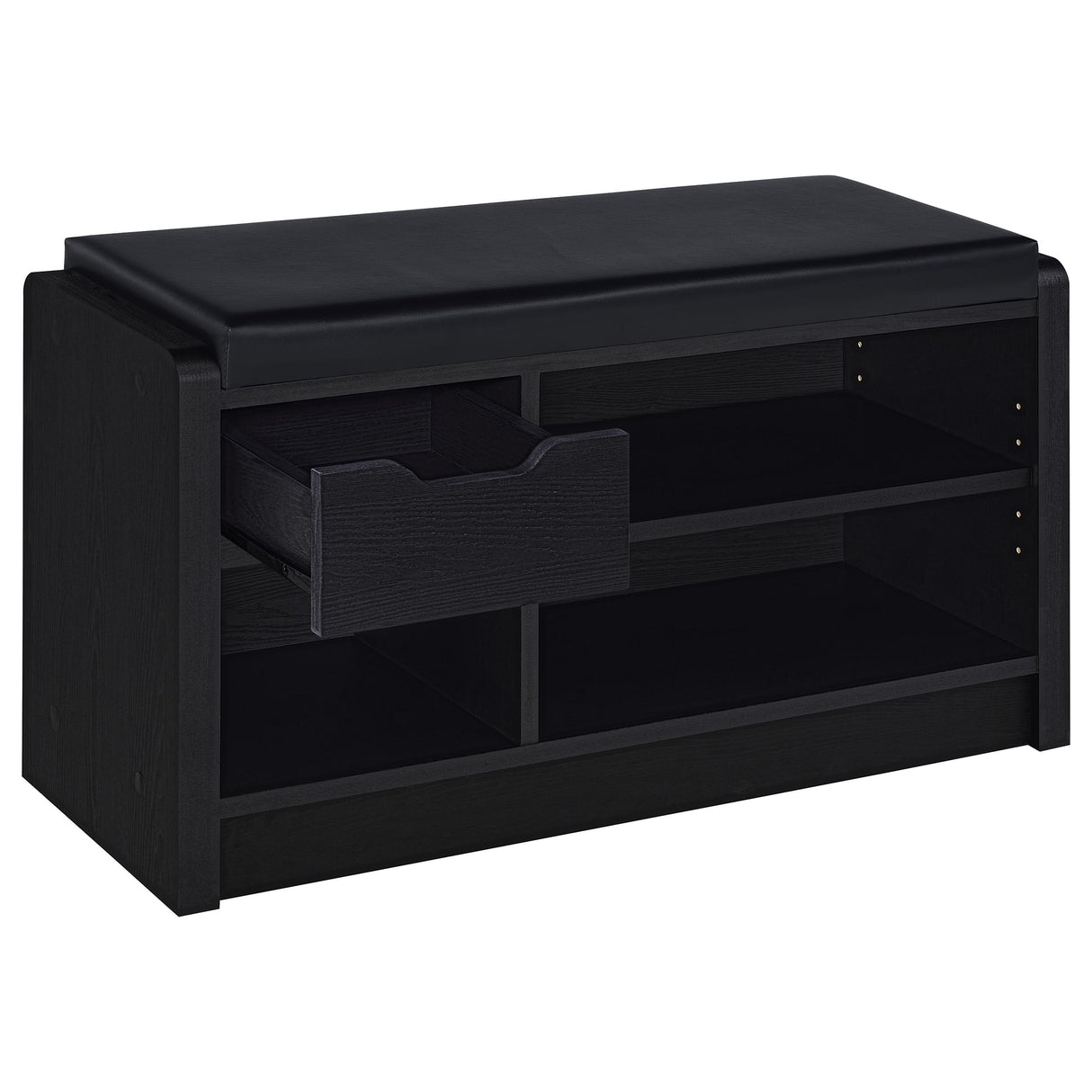 Arrington Storage Bench in Black Faux Leather