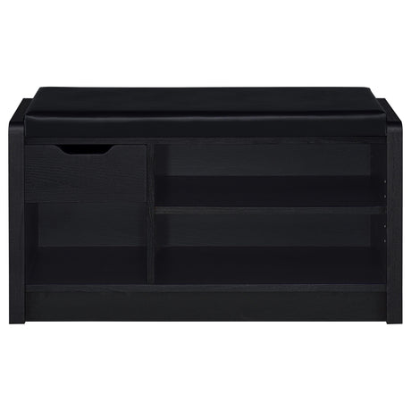 Arrington Storage Bench in Black Faux Leather