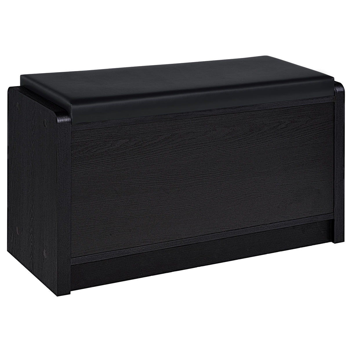 Arrington Storage Bench in Black Faux Leather