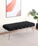 Ella Tufted Upholstered Bench with Stainless Steel Legs, Black