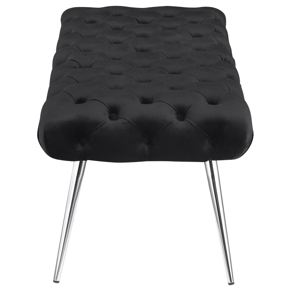 Ella Tufted Upholstered Bench with Stainless Steel Legs, Black