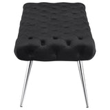Ella Tufted Upholstered Bench with Stainless Steel Legs, Black
