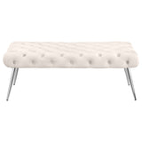 Ella Ivory Tufted Upholstered Bench with Stainless Steel Legs