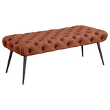 Ella Tufted Upholstered Bench with Metal Legs in Rust