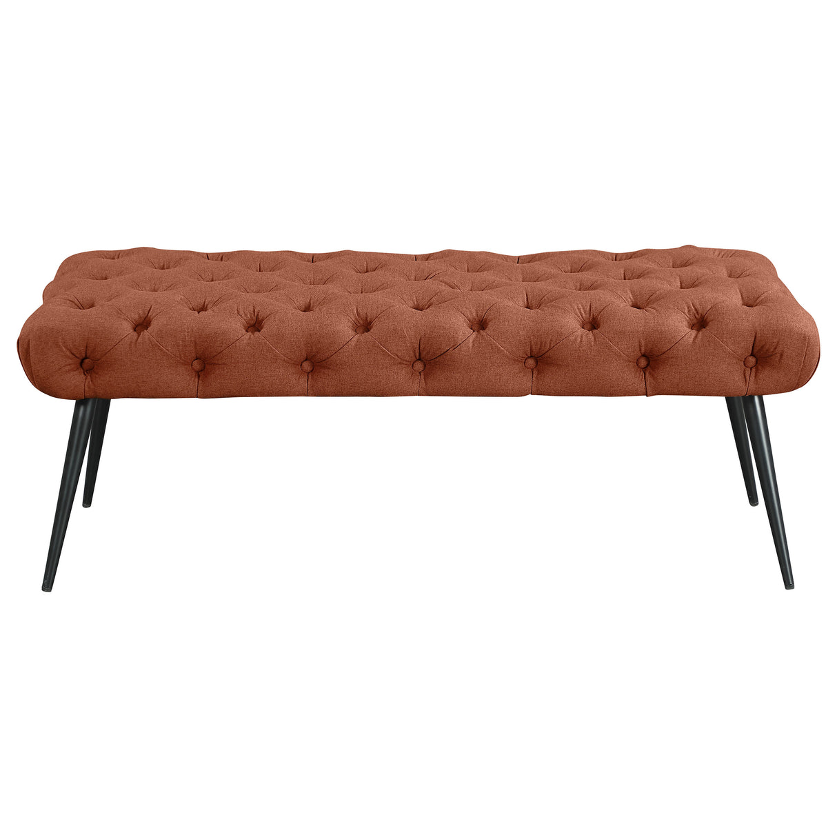 Ella Tufted Upholstered Bench with Metal Legs in Rust