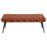 Ella Tufted Upholstered Bench with Metal Legs in Rust