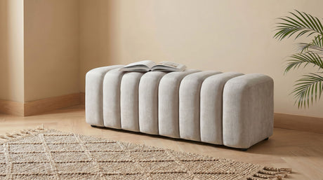 Summer Chenille Channel Accent Bench in Beige