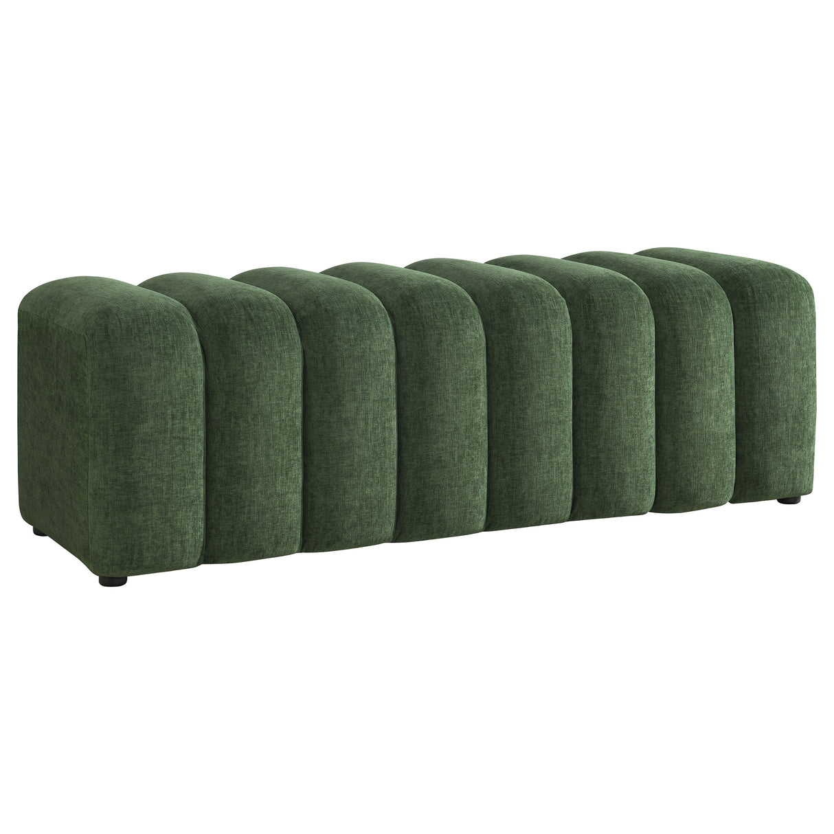 Green Chenille Channel Tufted Accent Bench