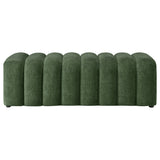 Green Chenille Channel Tufted Accent Bench