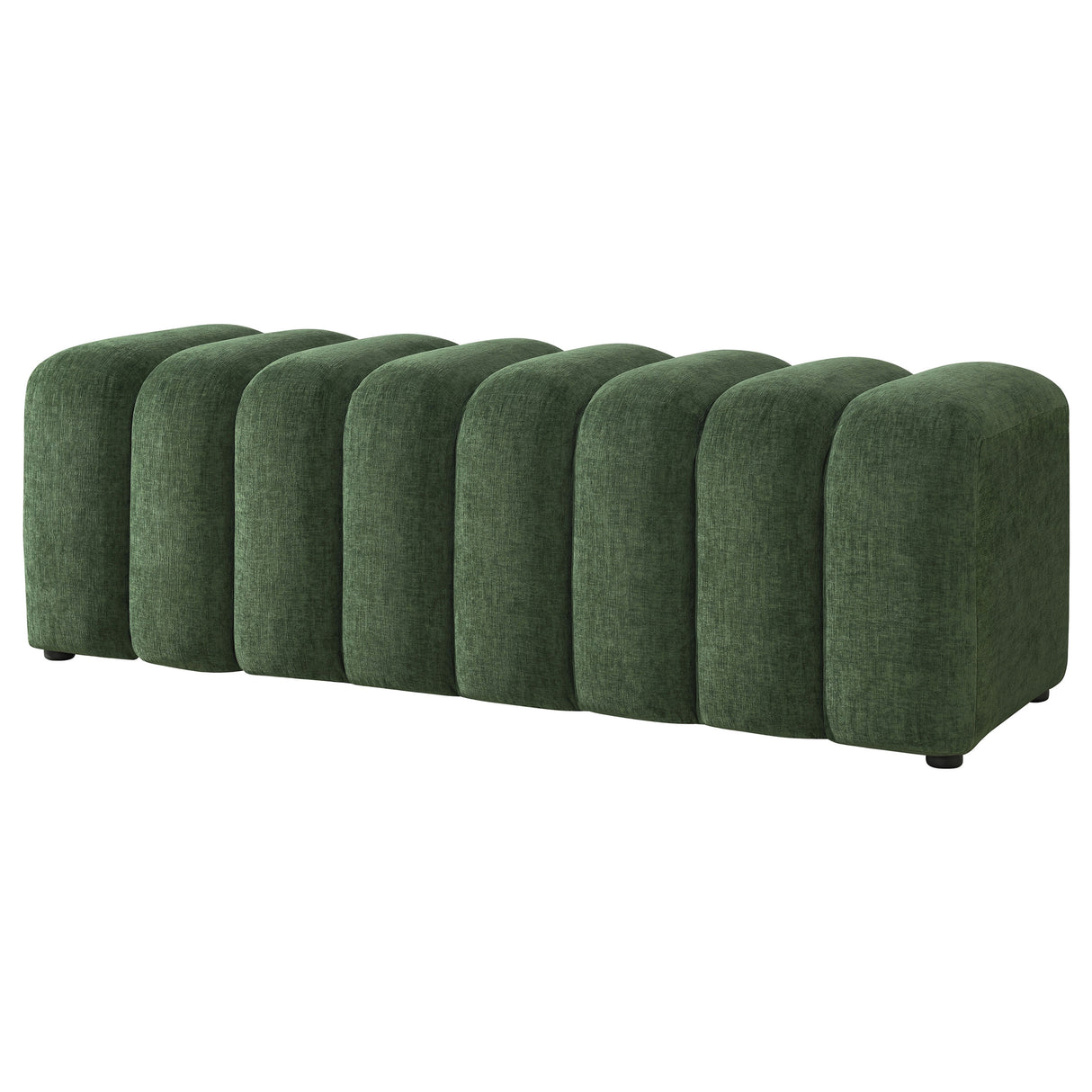 Green Chenille Channel Tufted Accent Bench