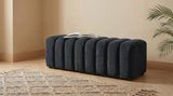 Black Chenille Channel Tufted Accent Bench