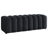 Black Chenille Channel Tufted Accent Bench