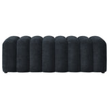 Black Chenille Channel Tufted Accent Bench