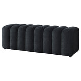 Black Chenille Channel Tufted Accent Bench