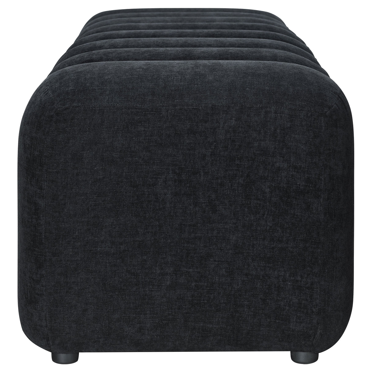 Black Chenille Channel Tufted Accent Bench