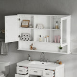 Wall Mounted Bathroom Medicine Cabinet With Double Mirrored Doors