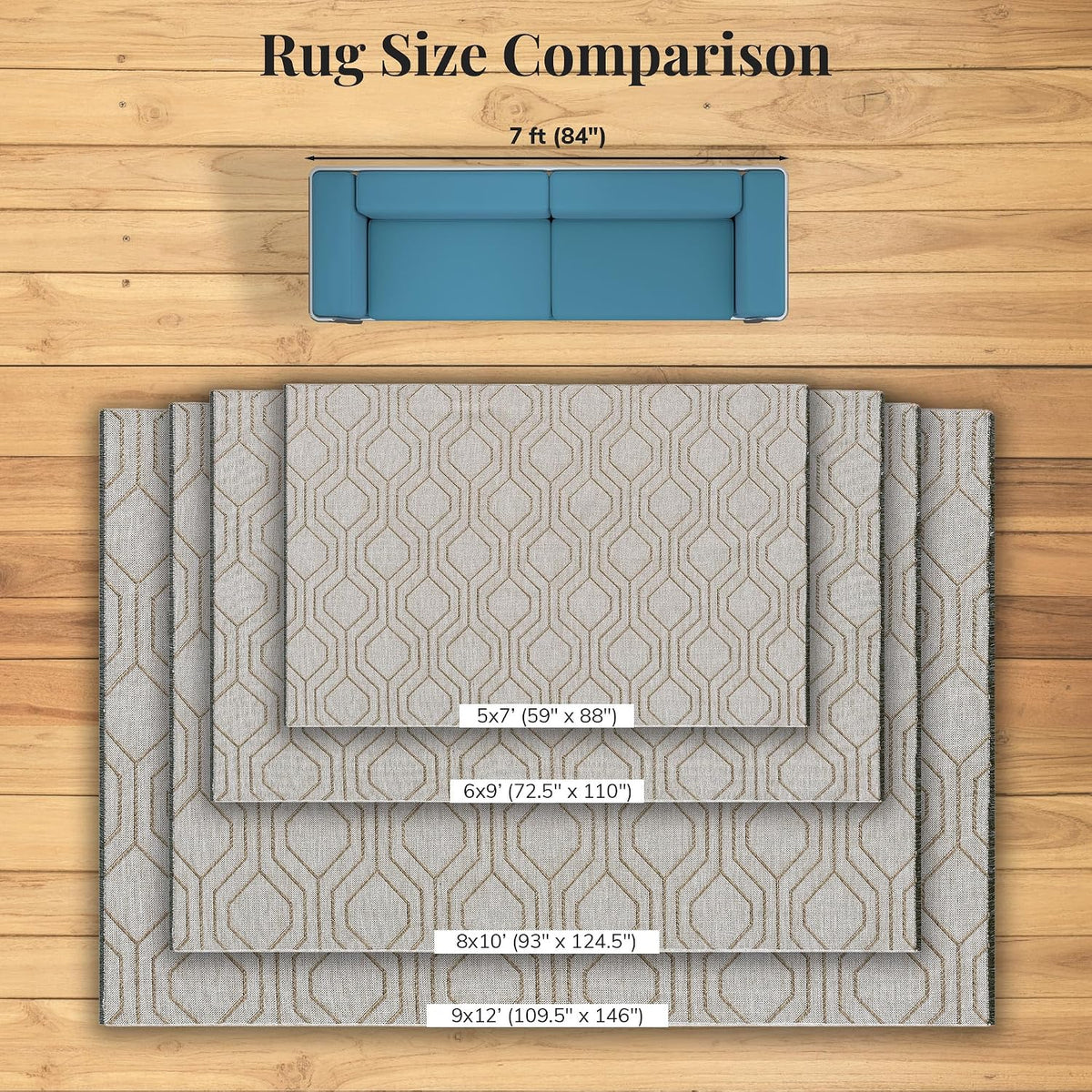 LUXE WEAVERS Moroccan Trellis Washable Area Rug Beige 5x7
