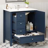 Modern Bathroom Vanity With Sink, 1 Cabinet & 3 Drawers