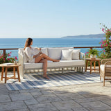 Breeze - Metal Outdoor Sofa With Cushions - Pearl / Cream