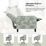 Upholstered Push Back Recliner Chair For Living Room - Blue