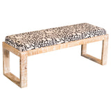 Aiden Fabric Accent Bench, Distressed White Mango Wood