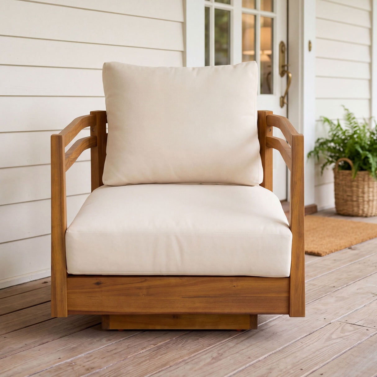 Outdoor Smooth Swivel Chair With Cushions