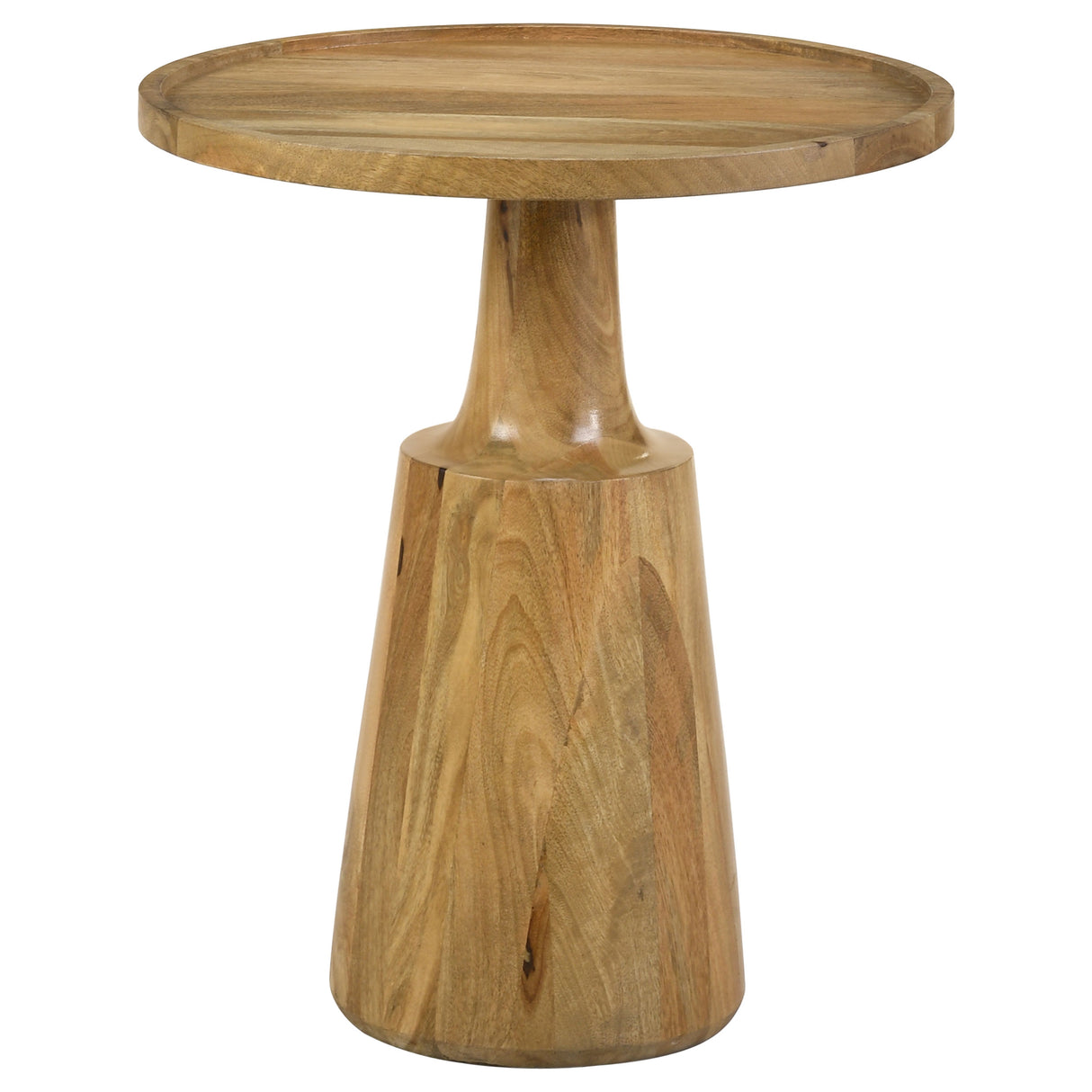 Ixia Round Solid Mango Wood Accent Side Table, Natural